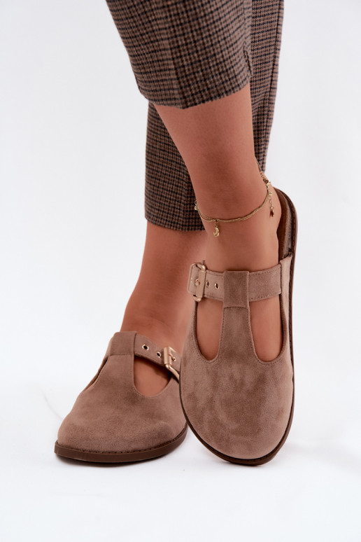 Dámske papuče MuleImitacji zo semišuu béžová Melvia