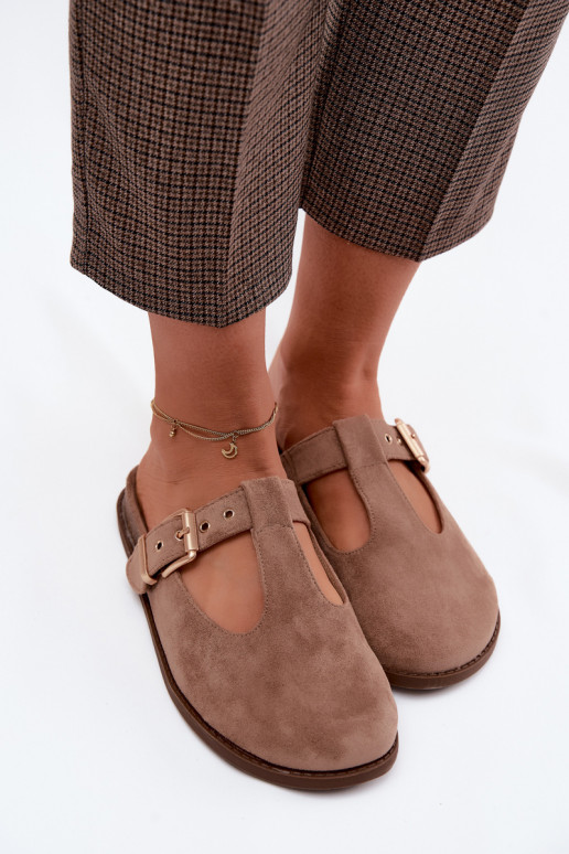 Dámske papuče MuleImitacji zo semišuu béžová Melvia