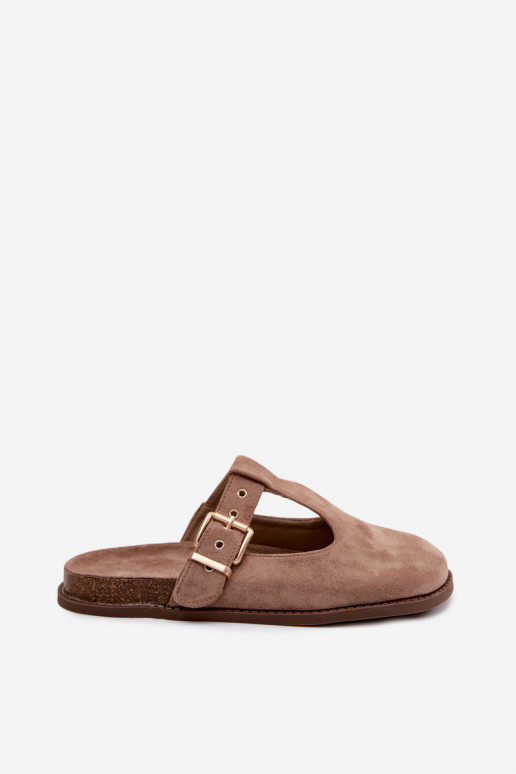 Dámske papuče MuleImitacji zo semišuu béžová Melvia