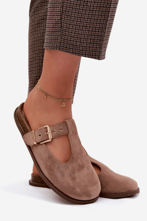 Dámske papuče MuleImitacji zo semišuu béžová Melvia