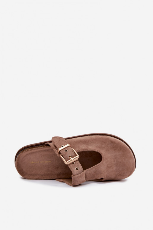 Dámske papuče MuleImitacji zo semišuu béžová Melvia