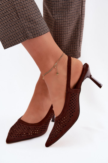 Prelamované sandále Dámske s tenkými podpätkamiImitacji zo semišuu CzekoladoIne Velvia