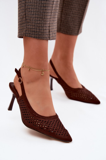 Prelamované sandále Dámske s tenkými podpätkamiImitacji zo semišuu CzekoladoIne Velvia 2