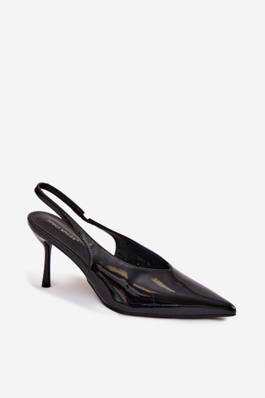 s lakovým efektom štekle sandále z eko kože čierna Norvra