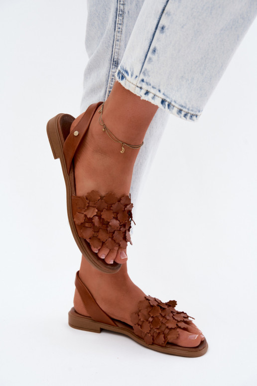 Dámske sandále so širokými podpätkami Zazoo 40468 Hnedá farba