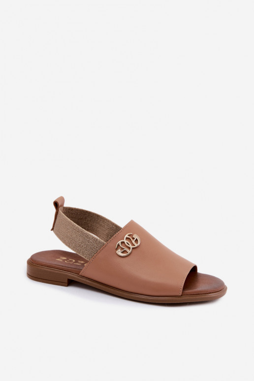 Dámske sandále Ze zlatej farbym Detalem Zazoo 40473 Hnedá farba