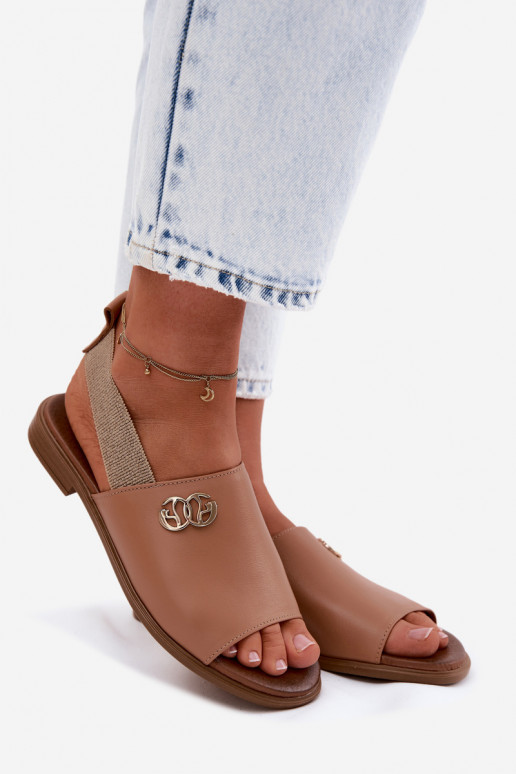 Dámske sandále Ze zlatej farbym Detalem Zazoo 40473 Hnedá farba