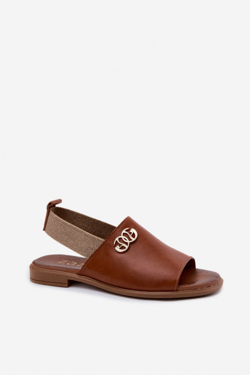 Dámske sandále Ze zlatej farbym Detalem Zazoo 40473 Hnedá farba