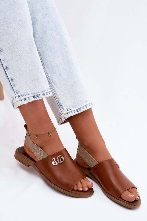 Dámske sandále Ze zlatej farbym Detalem Zazoo 40473 Hnedá farba