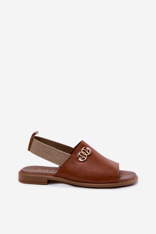 Dámske sandále Ze zlatej farbym Detalem Zazoo 40473 Hnedá farba