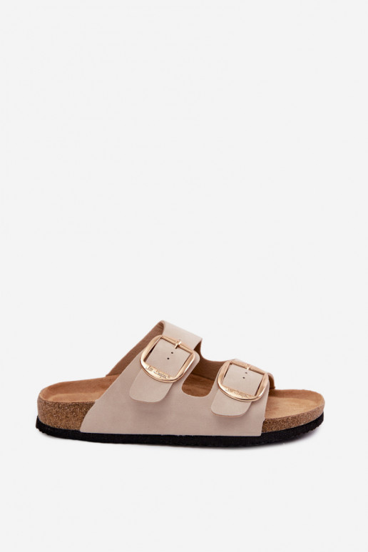 Dámske papuče Zapnuté korkovej podrážke s prackami Lee Cooper LCIN-26-35-4454L béžová