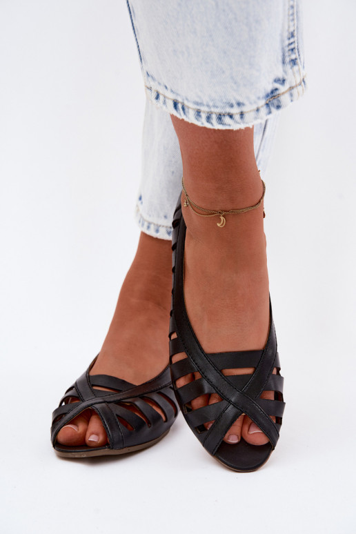 Kožené Prelamované balerínky Máciejka P7540-01 čierna