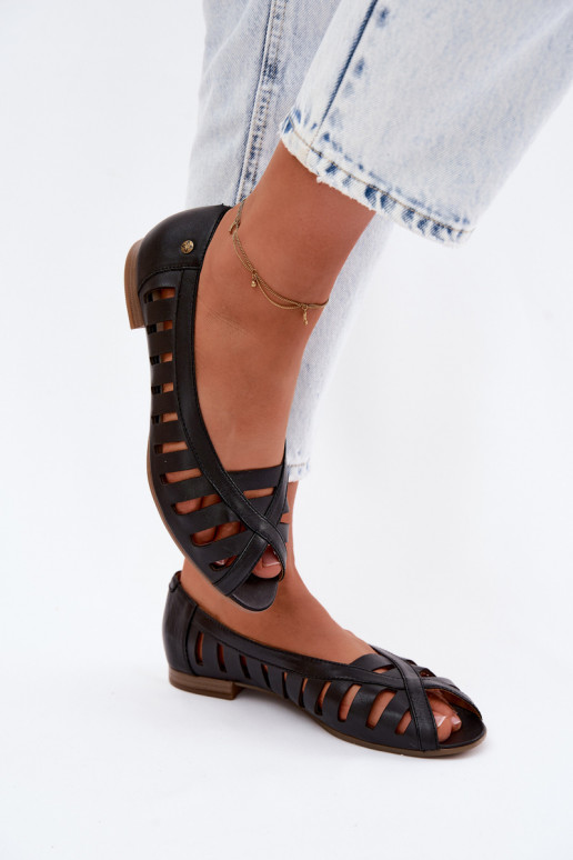 Kožené Prelamované balerínky Máciejka P7540-01 čierna