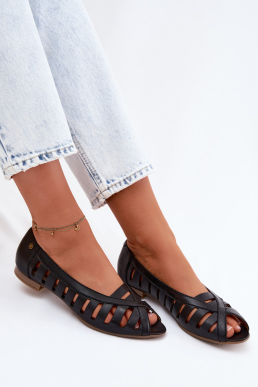 Kožené Prelamované balerínky Máciejka P7540-01 čierna