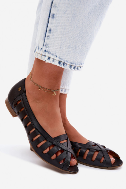 Kožené Prelamované balerínky Máciejka P7540-01 čierna