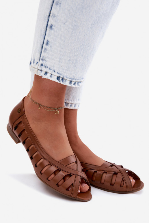 Kožené Prelamované balerínky Máciejka P7540-29 Hnedá farba