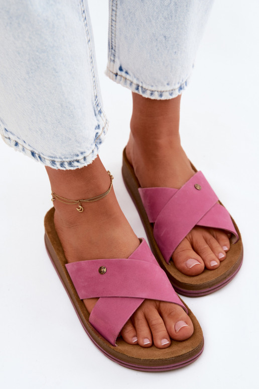 Kožené Dámske semišové papuče Máciejka P7504-15 Ružová