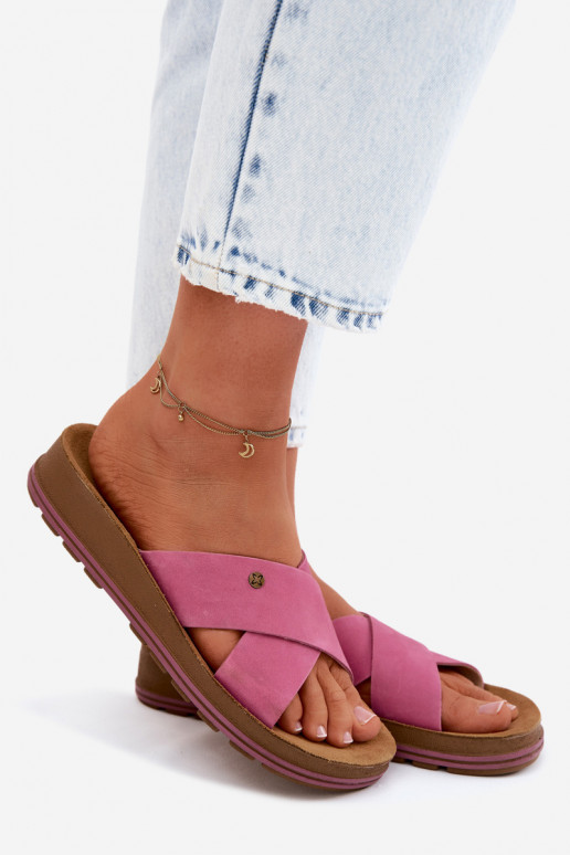 Kožené Dámske semišové papuče Máciejka P7504-15 Ružová