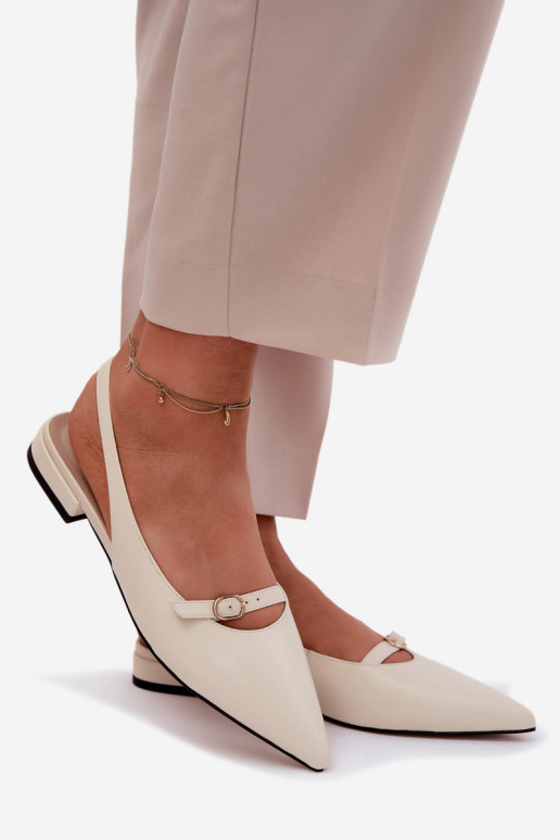 Dámske sandále so širokými podpätkami Máciejka K7449-22 slonovina