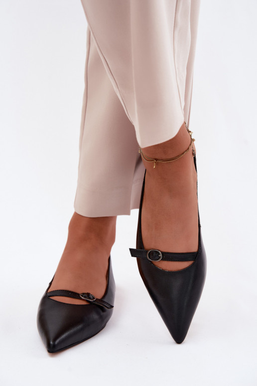 Dámske sandále so širokými podpätkami Máciejka K7449-01 čierna