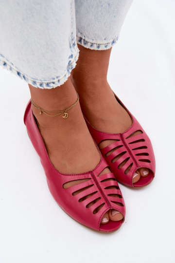 Prelamované balerínkyZapnutéturalnej Skóry Máciejka P7541-15 Ružová