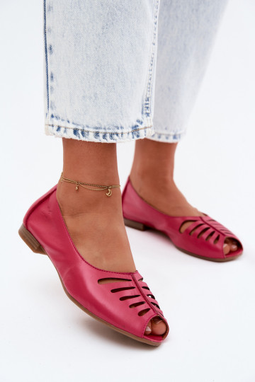 Prelamované balerínkyZapnutéturalnej Skóry Máciejka P7541-15 Ružová 2