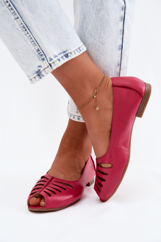 Prelamované balerínkyZapnutéturalnej Skóry Máciejka P7541-15 Ružová