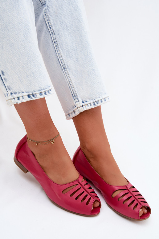 Prelamované balerínkyZapnutéturalnej Skóry Máciejka P7541-15 Ružová