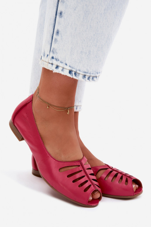 Prelamované balerínkyZapnutéturalnej Skóry Máciejka P7541-15 Ružová