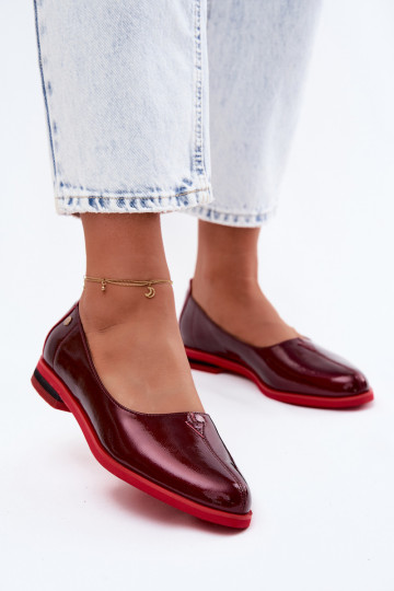 Kožené Lakované balerínky Máciejka K7463-23 bordová