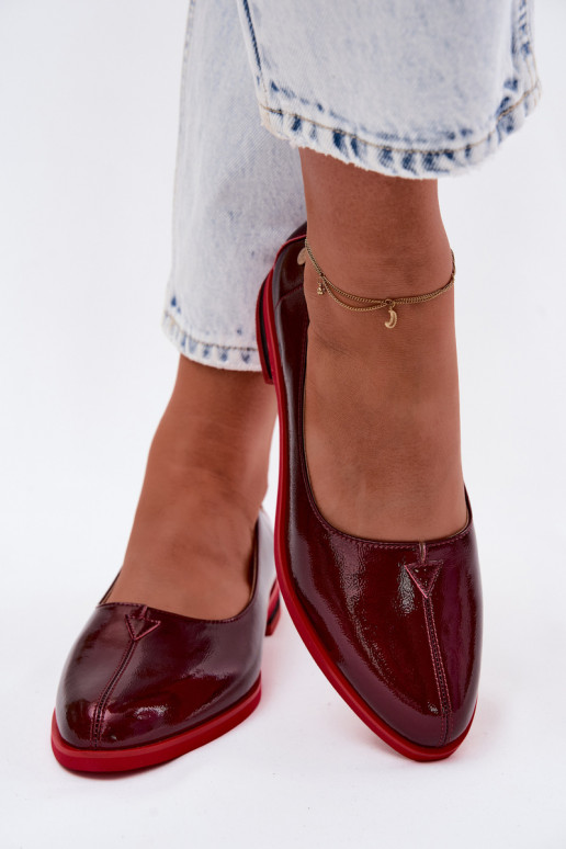 Kožené Lakované balerínky Máciejka K7463-23 bordová