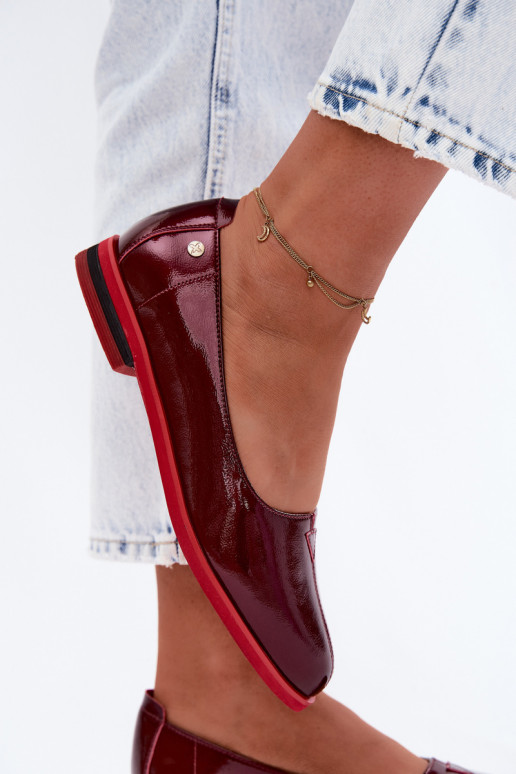 Kožené Lakované balerínky Máciejka K7463-23 bordová