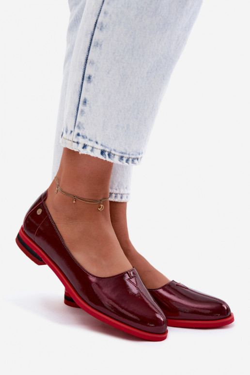 Kožené Lakované balerínky Máciejka K7463-23 bordová