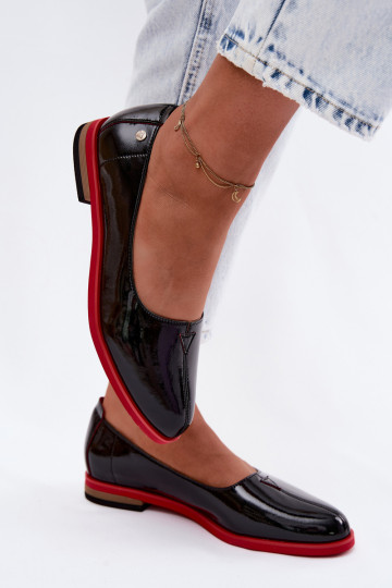 Kožené Lakované balerínky Máciejka K7463-01 čierna