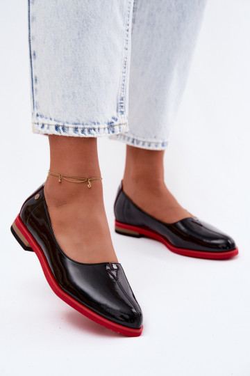 Kožené Lakované balerínky Máciejka K7463-01 čierna 2