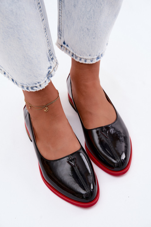 Kožené Lakované balerínky Máciejka K7463-01 čierna