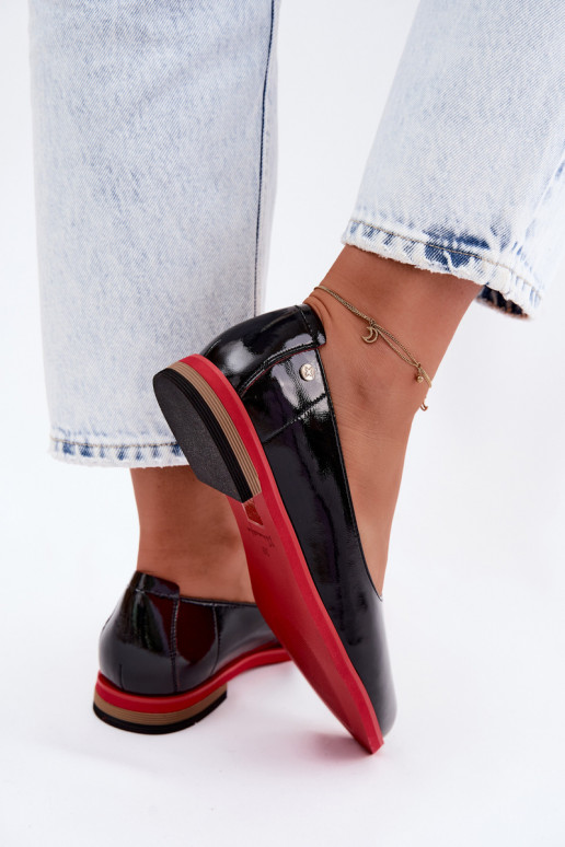 Kožené Lakované balerínky Máciejka K7463-01 čierna