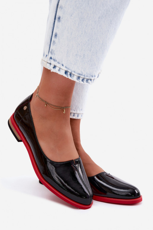 Kožené Lakované balerínky Máciejka K7463-01 čierna