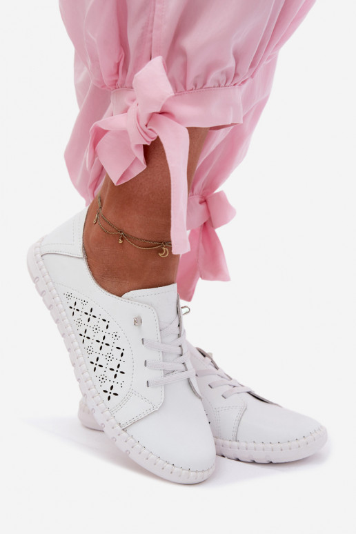 s prvkami prelamovania topánkyZapnutéturalnej Skóry biela farba Flaria