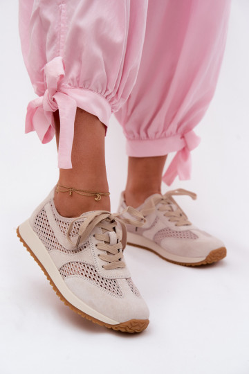 s prvkami prelamovania Tenisky model obuvi Dámske zo semišu slonovina Gelina