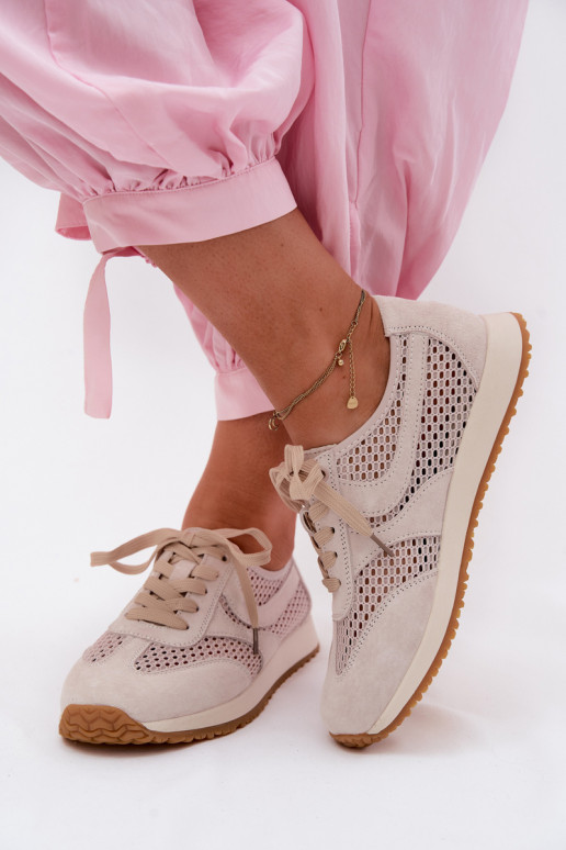 s prvkami prelamovania Tenisky model obuvi Dámske zo semišu slonovina Gelina