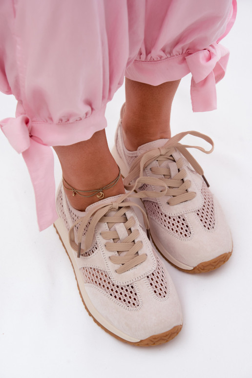 s prvkami prelamovania Tenisky model obuvi Dámske zo semišu slonovina Gelina