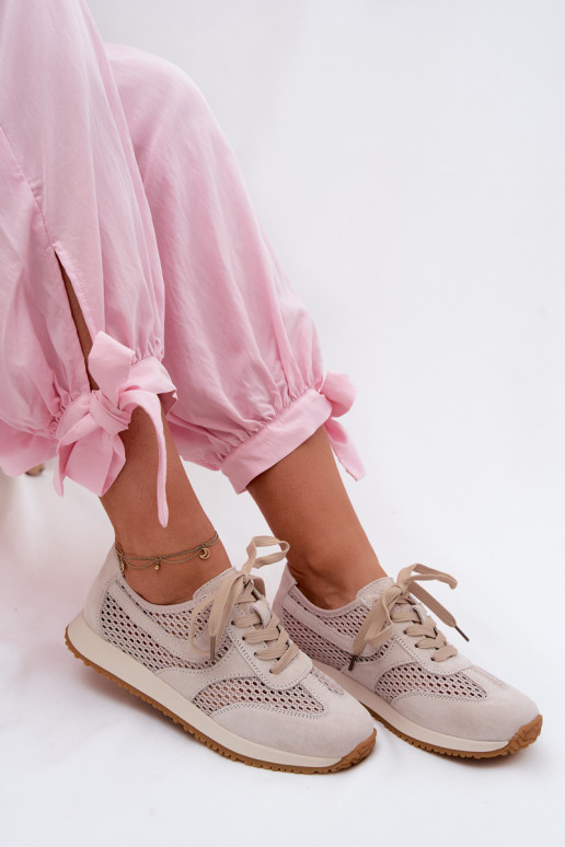 s prvkami prelamovania Tenisky model obuvi Dámske zo semišu slonovina Gelina