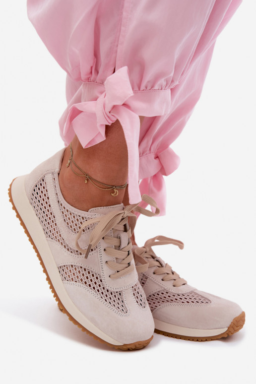 s prvkami prelamovania Tenisky model obuvi Dámske zo semišu slonovina Gelina