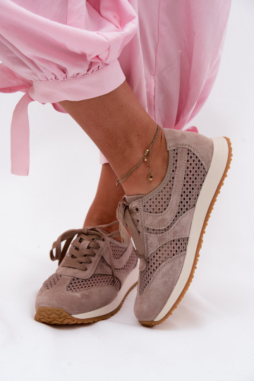 s prvkami prelamovania Tenisky model obuvi Dámske zo semišu béžová Gelina 2