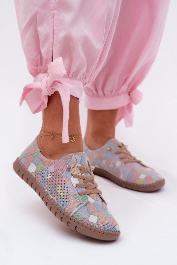 Vzorované s prvkami prelamovania topánky DámskeZapnutéturalnego zo semišuu Rôzne farby Belessa