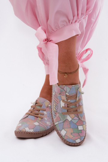 Vzorované s prvkami prelamovania topánky DámskeZapnutéturalnego zo semišuu Rôzne farby Belessa 2