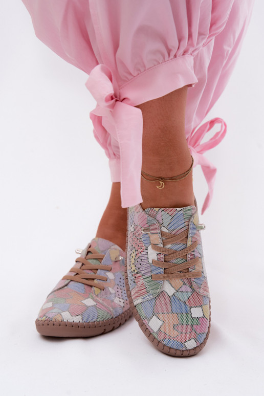 Vzorované s prvkami prelamovania topánky DámskeZapnutéturalnego zo semišuu Rôzne farby Belessa