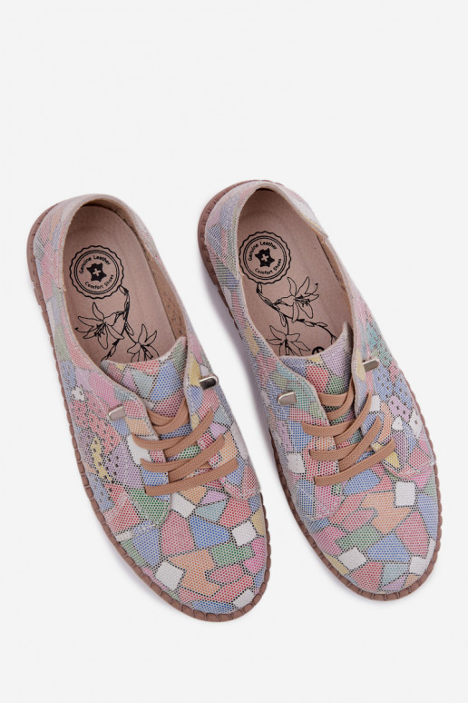 Vzorované s prvkami prelamovania topánky DámskeZapnutéturalnego zo semišuu Rôzne farby Belessa