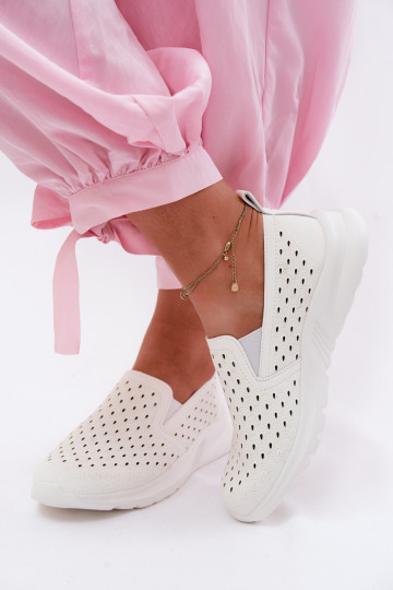 Trvalý model s prvkami prelamovania topánky DámskeImitacji Skóry biela farba Geressa 2